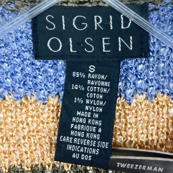 NWOT VINTAGE SIGRID OLSEN Cardigan S Multi Mother Pearl Long Sleeve Cotton Rayon - Picture 3 of 10